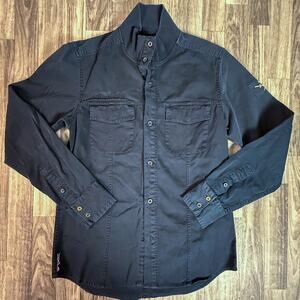 Quiksilver Utility Shirt Jacket Black Small Samurai Logo Long Sleeve Military5